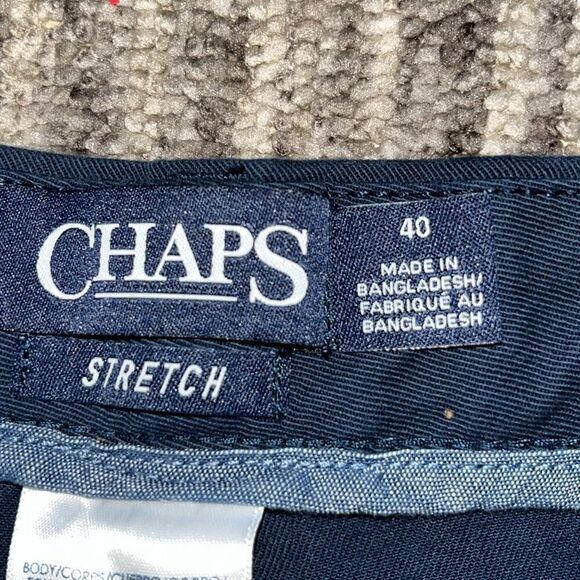 Chaps‎ Mens 40 Zip Fly Flat Front Shorts Navy Blue Pockets Cuffed Hem Stretch - Picture 2 of 8